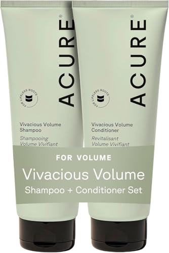 Acure Vivacious Volume Shampoo and Conditioner Set - Thickening & Volumizing Hair Care for Thick, Full Locks, Boost for Thin, Fine Hair, Sulfate Free