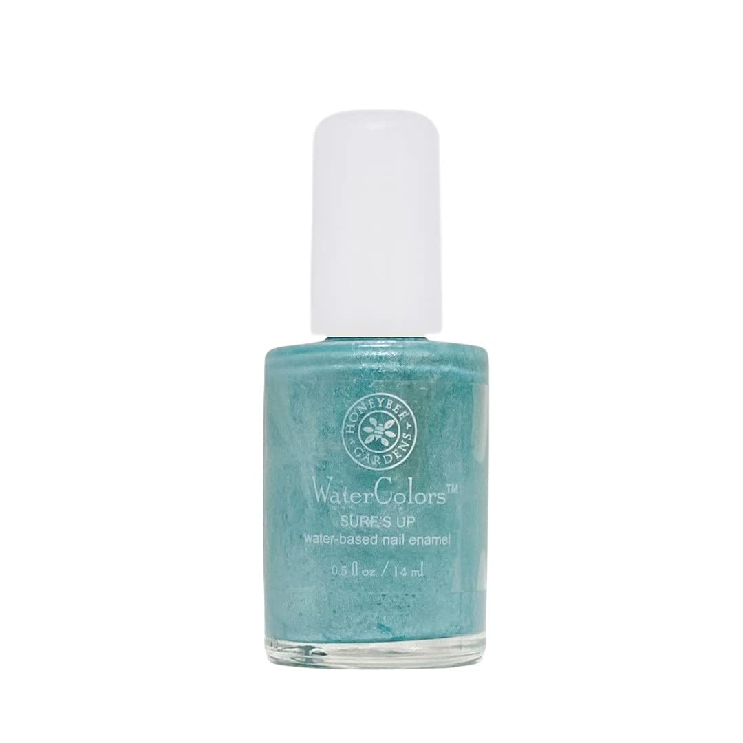 Honeybee Gardens Water-Based Nail Enamel: Eco-Friendly, Odorless & Vibrant - Surfs Up (Soothing Aquamarine), 0.5 fl oz