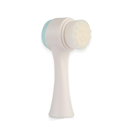 2 in 1 Face Brush - Double Sided Facial Cleansing Brush with Silicone Cleansing Side and Soft Bristles for Washing, Exfoliating and Massaging Your