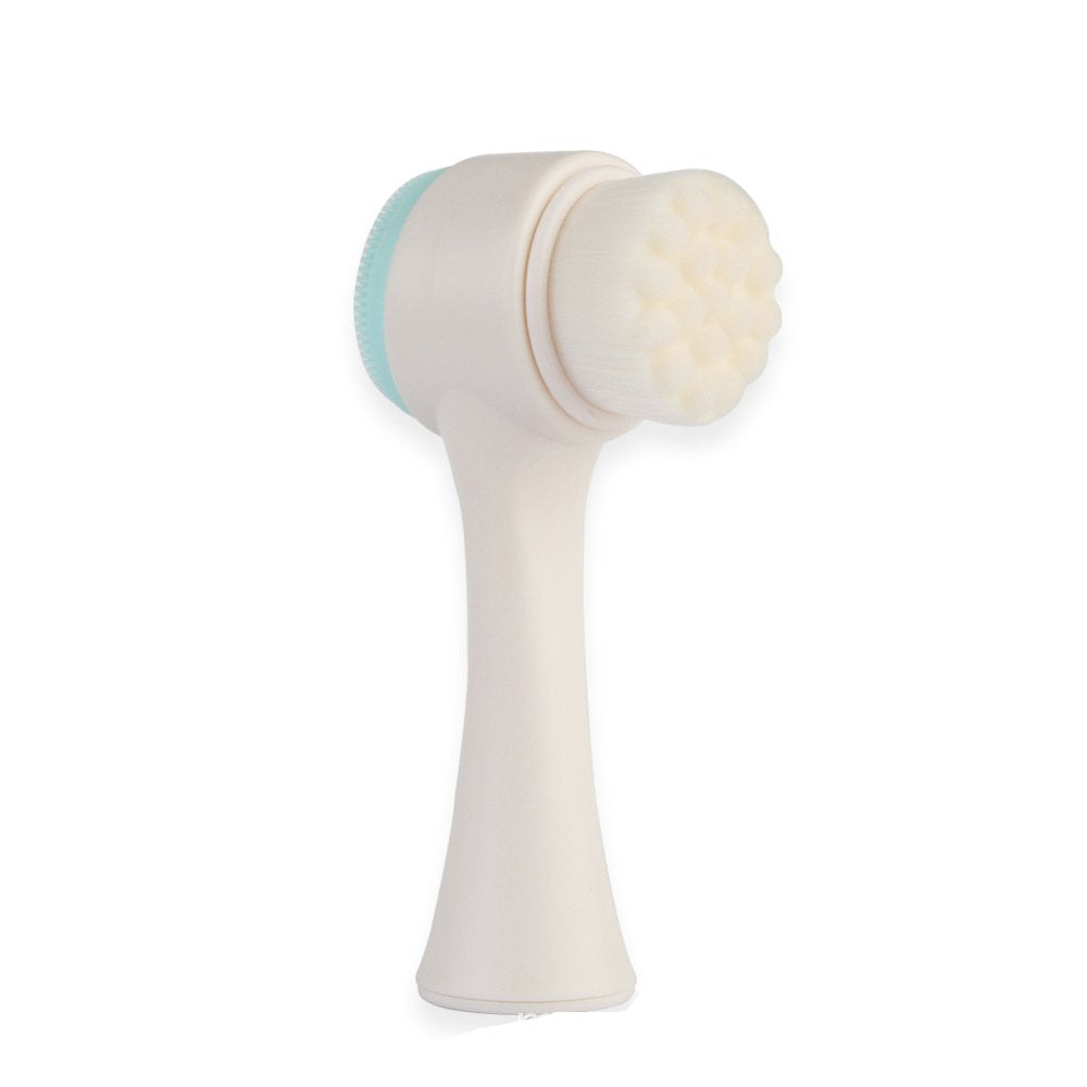 2 in 1 Face Brush - Double Sided Facial Cleansing Brush with Silicone Cleansing Side and Soft Bristles for Washing, Exfoliating and Massaging Your