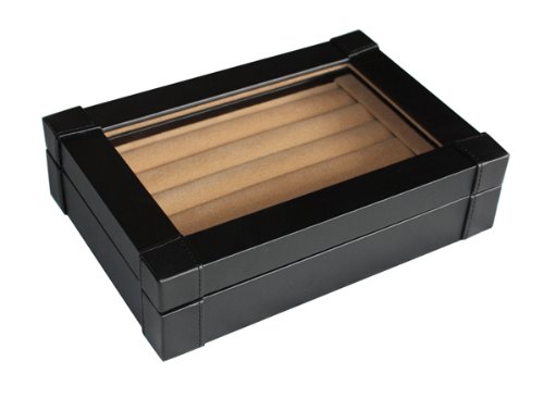 TimelyBuys Black Leatherette Cufflink Case & Ring Storage Organizer Jewelry Box for Cufflinks Father's Day Gift