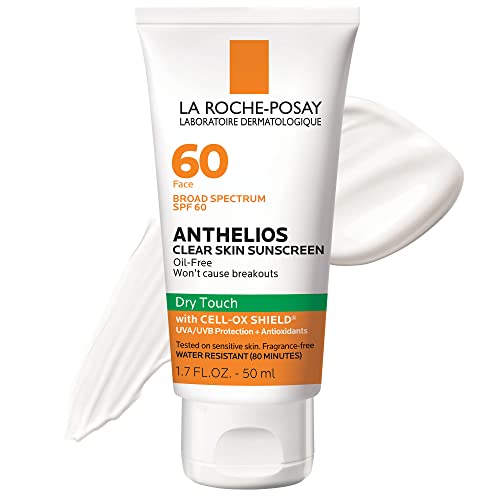 La Roche-Posay Anthelios Clear Skin Sunscreen Dry Touch SPF 60, Oil Free Sunscreen For Face, Oil Absorbing, Broad Spectrum SPF + Antioxidants Beauty and Personal Care La Roche-Posay Default Title