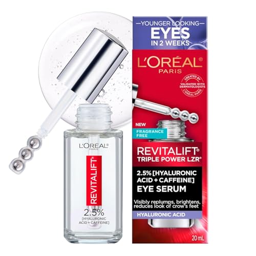 L'Oreal Paris Revitalift Derm Intensives Hyaluronic Acid + Caffeine Hydrating Eye Serum, 0.67 Fl. Oz.
