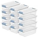 Sterilite 12-Pack Latching Box, Under Bed Storage Bins with Lids, Clear Plastic, 6 Quart - Heavy-Duty Organizing Containers for Closet, Bathroom…