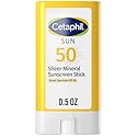 Cetaphil Sheer Mineral Sunscreen Stick for Face & Body, 0.5oz, 100% UVA/UVB Mineral Sunscreen: Zinc Oxide & Titanium Dioxide, Broad Spectrum SPF 50