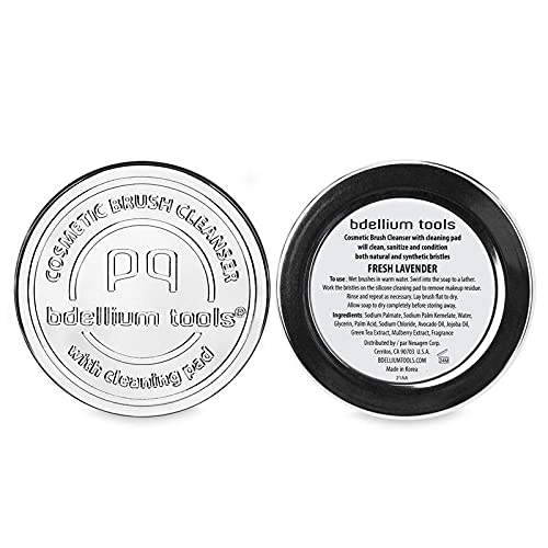 Bdellium Tools Cosmetic Brush Cleanser (Solid Brush Soap) with Cleaning Pad - Fresh Lavender Scent (Purple)