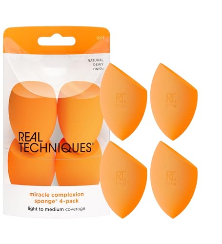 Real Techniques Miracle Complexion Beauty Sponge Makeup Blender, Set of 4