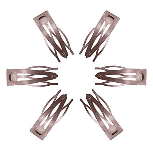 Dofash Double Grips 4.5CM/1.77 Inch Small Hair Clips Hair Barrettes Snap Clips Metal Accessories For Woman-6 Count (Brown)