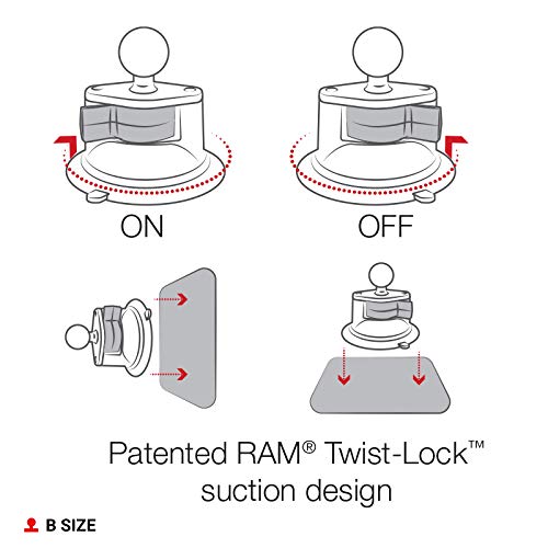 RAM MOUNTS Twist-Lock Composite Suction Cup Base with Ball RAP-B-224-1U with B Size 1" Ball