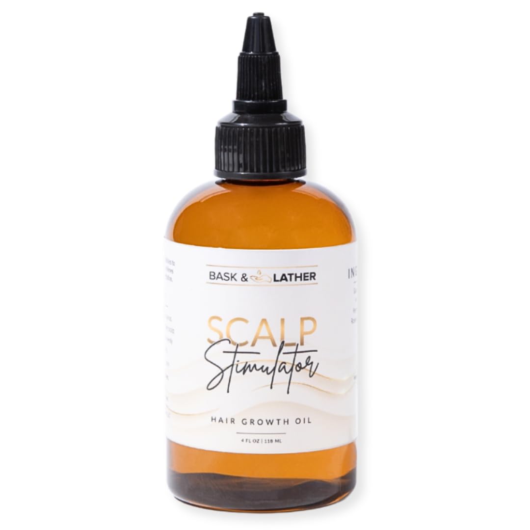 Bask & Lather Scalp Stimulator Hair Growth Oil, Cold Pressed Mint and Rosemary Blend with Grapeseed for Hair Growth, Organic Natural Leave in, All Beauty and Personal Care BASK & LATHER Default Title