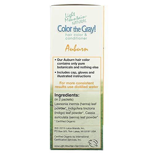 Light Mountain Natural Color The Gray! Hair Color & Conditioner, Auburn, 7 oz (197 g) (Pack of 2)