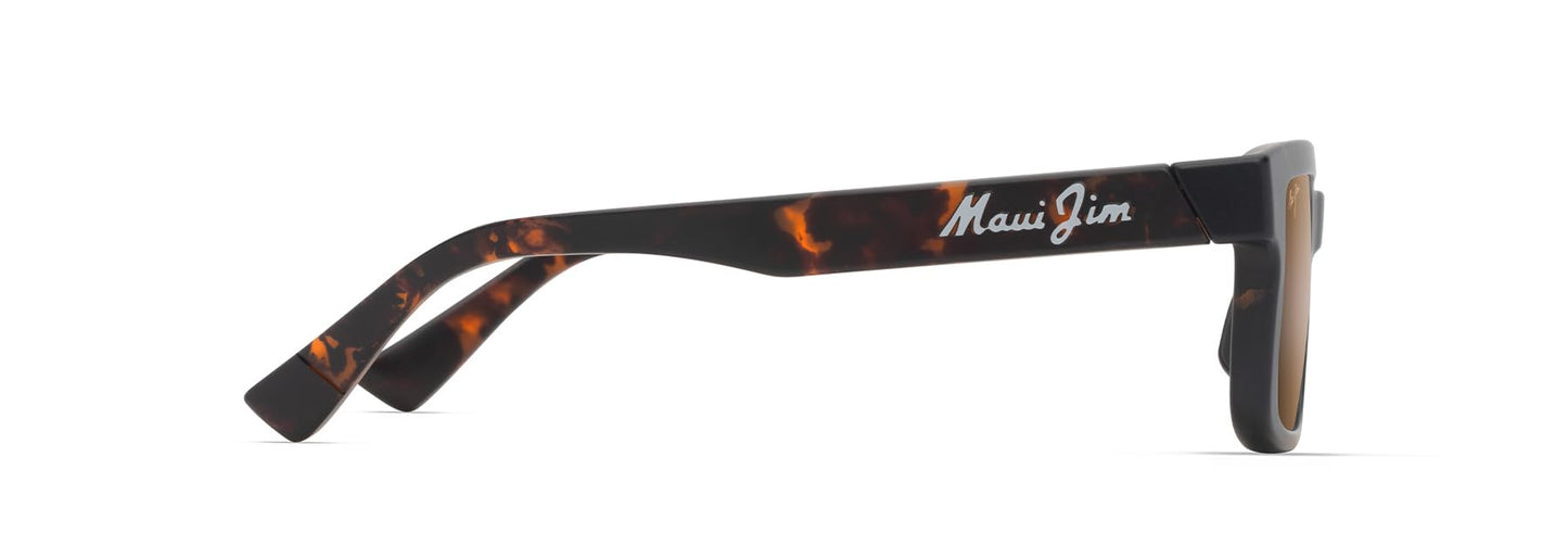 Maui Jim Men's & Women's Hiapo AF Polarized Rectangle Sunglasses, Matte Dark Havana/Hcl® Bronze Polarized, Extra large