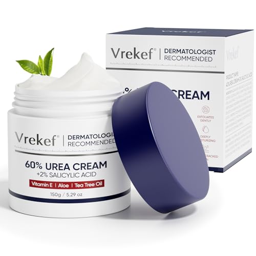 VREKEF Urea Cream 60% with 2% Salicylic Acid, Urea Cream 60 Percent for Feet Maximum Strength, Foot Cream & Callus Remover for Dry Cracked Heels Beauty and Personal Care VREKEF Default Title