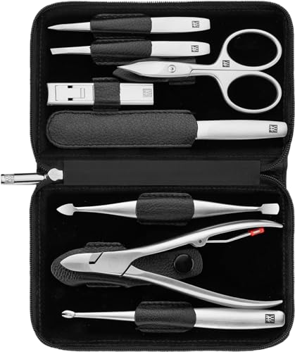 ZWILLING Manicure Set (8 piece, comprehensive nail care, pedicure, travel size, genuine leather case with zipper), Premium, Black Beauty & Personal Care ZWILLING Beauty
