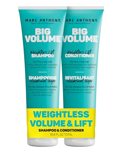 Marc Anthony Big Volume Hair Shampoo & Conditioner Set for Fine, Thin Hair - Lightweight Volumizing Shampoo & Conditioner for Gentle Cleansing
