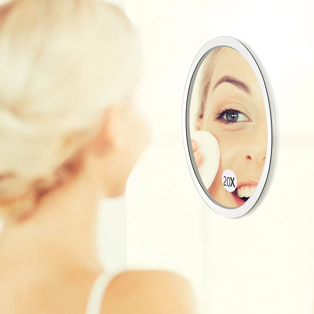 SANTOO 20X Magnifying Mirror - with 3 Mounting Suction Cups - Used for Precise Makeup - Eyebrows/Tweezing - Blackhead/Blemish Removal