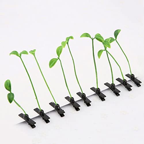 Dreamxue Funny Grass Hair Clips, 4 Pcs Bean Sprout Hairpins, Green Leaf Plant Antenna Hair Pins Hair Accessories for Women Girls Kids