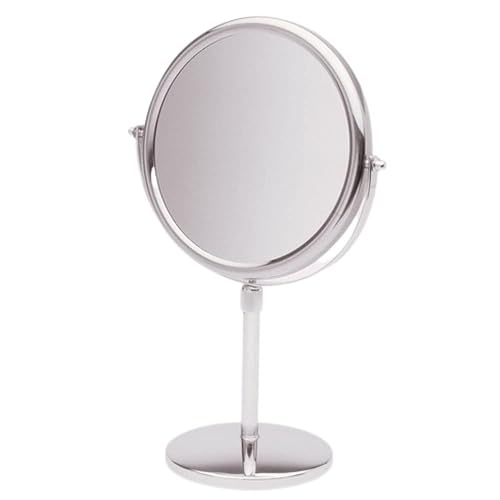 JERDON Two-Sided Tabletop Makeup Vanity Mirror - 5X-1X Magnification & Swivel Design - 9-Inch Diameter Mirror with Adjustable Height - Polished Chrome