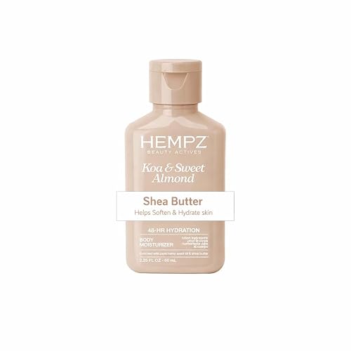 Hempz Smoothing Herbal Body Moisturizer, Koa & Sweet Almond, 2.25 oz - Lightweight Lotion with Hemp Seed Oil & Shea Butter, Vegan for Dry Skin