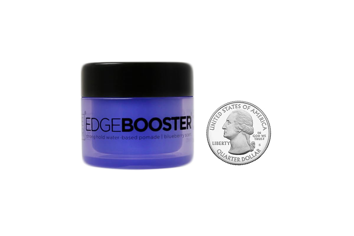 Style Factor EDGEBOOSTER Strong Hold Water-Based Pomade 0.85 Oz Mini Travel Size (0.85 Fl Oz (Pack of 1), Blueberry)