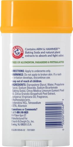 ARM & HAMMER Essentials Solid Deodorant, Clean(Juniper Berry), Wide Stick, 2.5 oz. (Pack of 3)