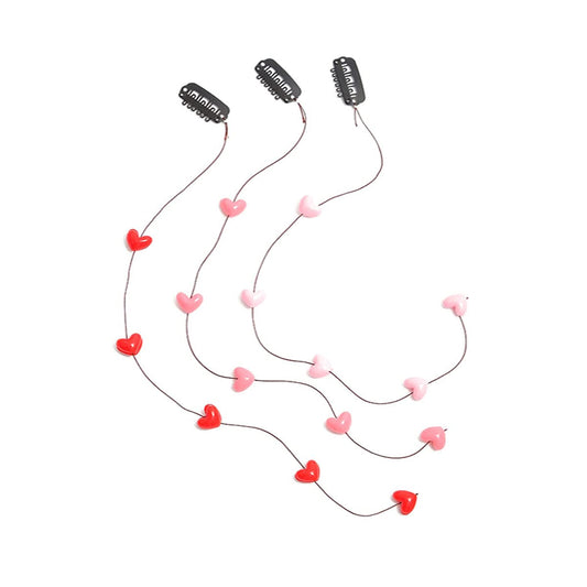 Numblartd Set of 3 Handmade Streamline Hair Extensions Hair Clip Pins with Acrylic Love Heart Bead - DIY Hair Clip Comb Hairpin Headdress Hair