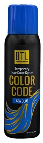 BTL Professional BTL Color Code Temporary Hair Color Spray-On! Vibrant & Easy to Wash | Fast Drying (3oz/80g) (Sea Blue, 3oz/80g)