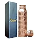 Hammered Copper Bottle 34oz, Leakproof Ayurvedic Copper Vessel for Yoga, Gym, Sports, Travel & Daily Use