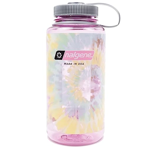 Nalgene Sustain Tritan BPA-Free Water Bottle Made with Material Derived from 50% Plastic Waste, 32 OZ, Wide Mouth, Tie-Dye Cosmo