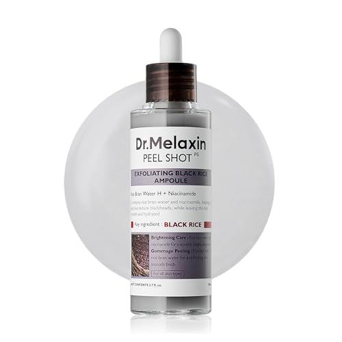 Dr.Melaxin Peel Shot Black Rice Exfoliating Ampoule, Face Exfoliator with AHA BHA Niacinamide Rice Bran Water, Blackhead Remover, Pore Minimizer Beauty and Personal Care Dr.Melaxin Default Title