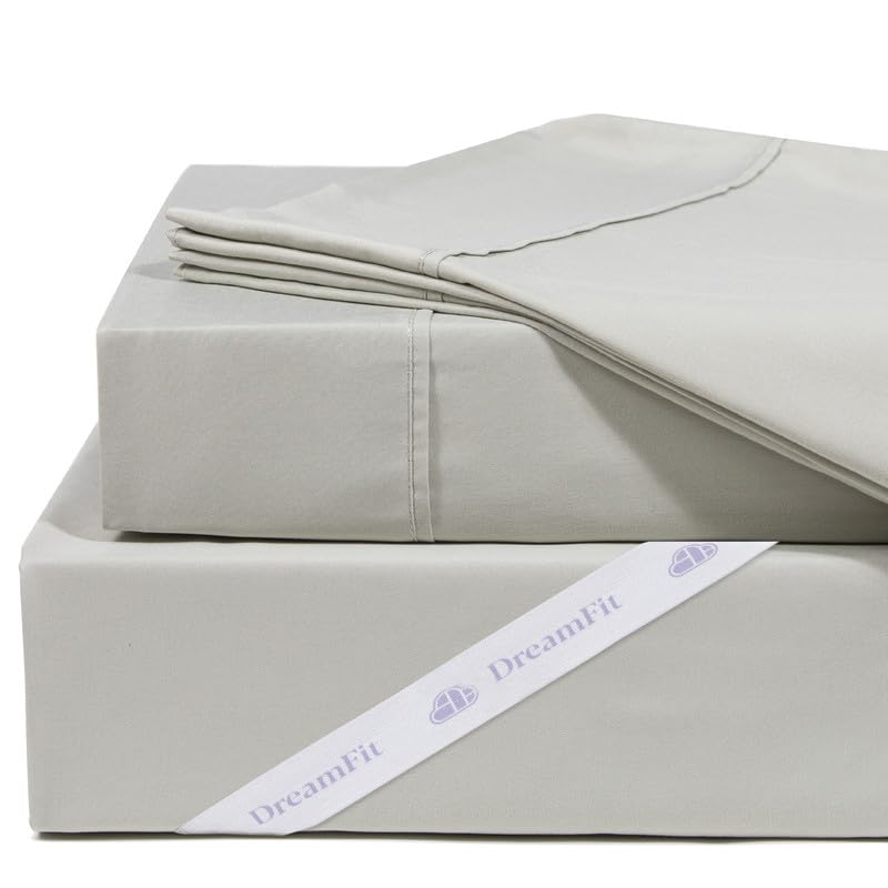 DreamFit DreamComfort 100% Natural Long Staple Cotton Sheet Set for Adjustable Bed with Elastic Corner Bands with Extra Deep Pocket up to 20 in