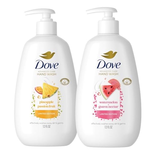 Dove Advanced Care Hand Wash, Pineapple + Passion Fruit and Watermelon + Guava Nectar, Limited Edition, 12 fl oz, 2 Pack
