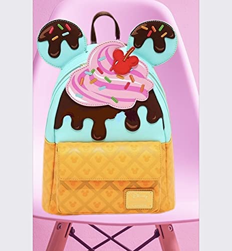 Loungefly Disney Mickey and Minnie Mouse Sweets Ice Cream Womens Double Strap Shoulder Bag Purse