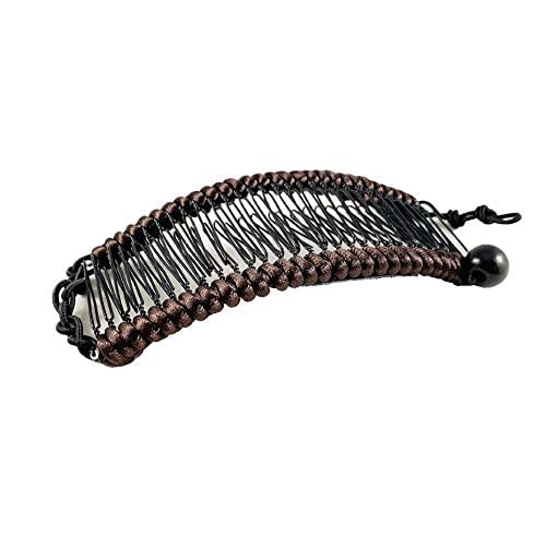 Hairzing Clip | Stretchy Banana Clips for Women - Snug & Comfortable Hair Holder for Thick, Thin and Curly Styles - All Day Hold (Medium, Brown)