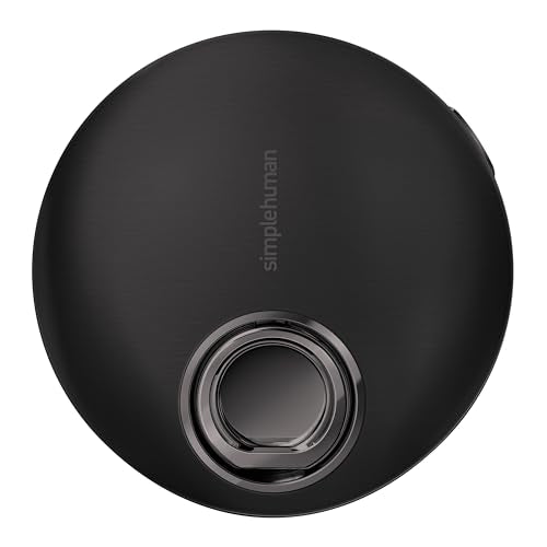 simplehuman Sensor Mirror, Lighted Compact Makeup Magnifying Mirror with Light, Round, Travel Size, Black Stainless Steel