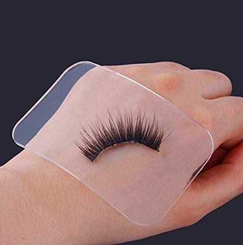 DNHCLL 2 PCS Reuseable Eye Lashes Pads Pallet Stand, Rectangle Soft Silicone Eyelash Extension Pad Eye Lash Glue Stand Tray Holder(Pink and Clear)