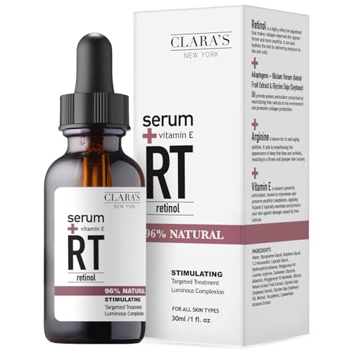 CLARA'S NEW YORK Retinol Facial Serum with Vitamin E - Hydrating, Firming & Skin-Supportive - 30ml / 1 Fl Oz - Made in US
