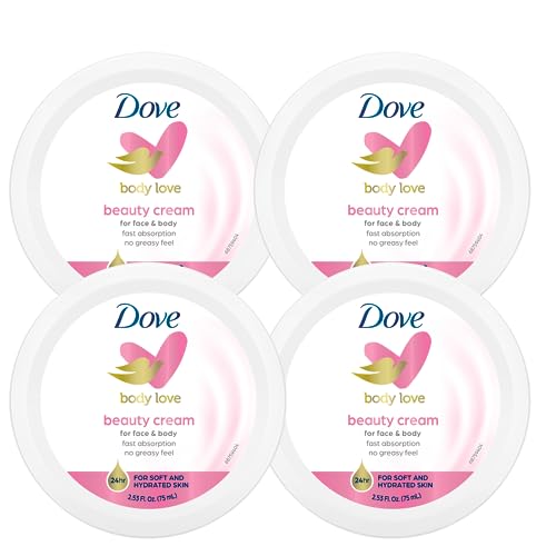 Dove Nourishing Body Care, Face, Hand, and Body Beauty Cream for Normal to Dry Skin Lotion for Women with 24-Hour Moisturization, 4-Pack, 2.53 Oz Each