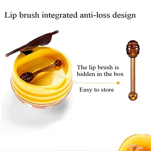 2PCS Honey Balm Lip Balm, Lip Masks for Dry and Cracked Lips with Brush, Lip Exfoliator & Moisturizer, Reduces Lips Lines & Lightens Lips