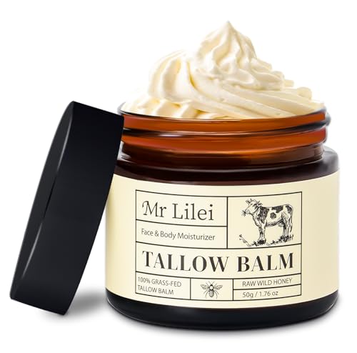 Lilei Beauty Beef Tallow for Skin - 100% Organic Grass-Fed Beef Tallow Balm with Raw Honey, Natural Whipped Face Moisturizer & Body Butter for Dry Beauty and Personal Care Lilei Beauty Default Title