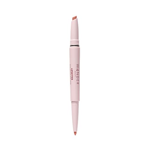Wander Beauty Lipsetter Dual Cream Lipstick + Lip Liner - Ticket to Tawny - Ultra-Smooth, Hydrating Lipstick and Brown Nude Lip Liner with a Soft