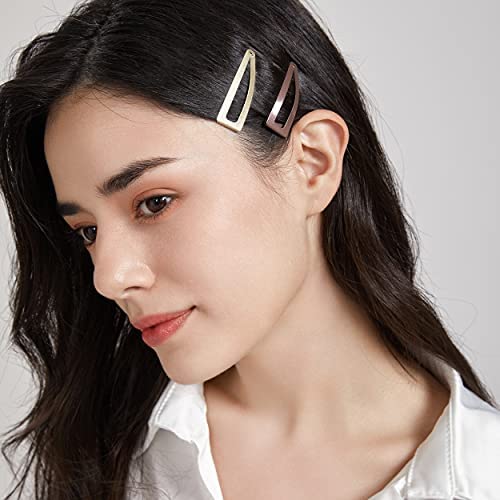 Dofash Double Grips 4.5CM/1.77 Inch Small Hair Clips Hair Barrettes Snap Clips Metal Accessories For Woman-6 Count (Brown)