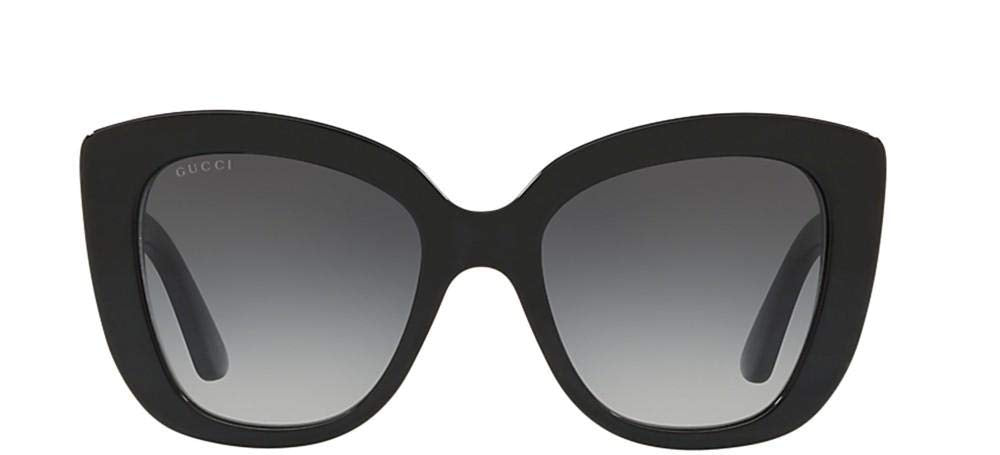 Gucci Women's GG0327S Sunglasses, Black-Black-Grey, 52, Black-black-grey, 52