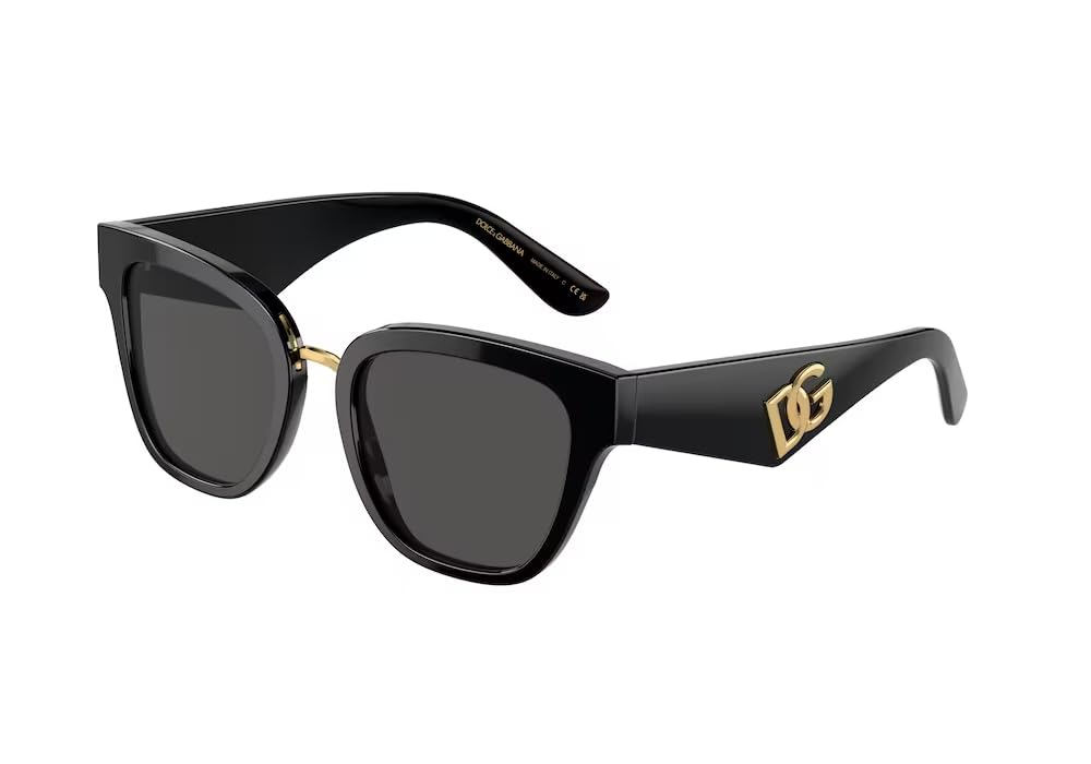 Dolce and Gabbana DG4437 501/87 51MM Black/Dark Grey Square Sunglasses for Women +BUNDLE with ACCESSORY EYEWEAR KIT