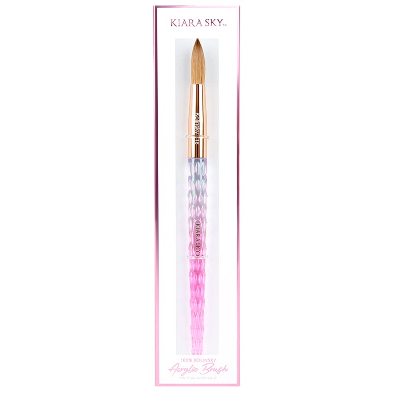 Kiara Sky Kolinsky Acrylic Nail Brush #16 - Pure Kolinsky Sable Hair, Pink Crystal Handle, Acetone Resistant, for Acrylic Application, Extensions & 3D Beauty & Personal Care KIARA SKY