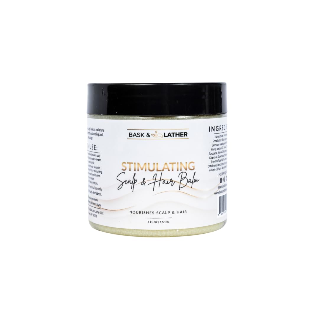 Bask & Lather Stimulating Scalp and Hair Balm for Hair Growth, Mango & Shea Butter, Nourishing Jojoba Oil, Peppermint & Rosemary Oil, Vitamin E, Scalp Beauty and Personal Care BASK & LATHER Default Title
