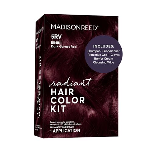 Madison Reed Radiant Hair Color Kit - 5RV Dark Garnet Red with Vibrant Red Violet Tones (Rimini Garnet), Vivid Permanent Hair Dye for Bold Color
