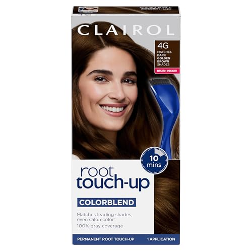 Clairol Root Touch-Up by Nice'n Easy Permanent Hair Dye, 4G Dark Golden Brown Hair Color | 100% Gray Coverage | Easy Brush Application | Matches