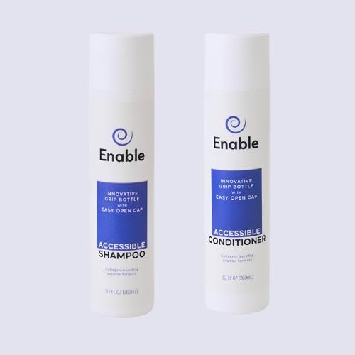 Enable Shampoo & Conditioner Bundle - Hair Growth Support, Sulfate-Free for All Hair Types, Accessible Bottles with Citrus Scent, Swertia Japonica