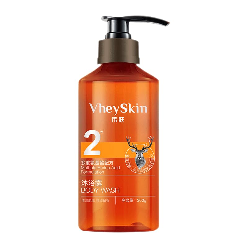 VheySkin Multiple Amino Acid Hair Shampoo and Body Wash Set, Silicone-Free Formula, Natural Fragrance, 300g Each, 2-Piece Bath Care Collection